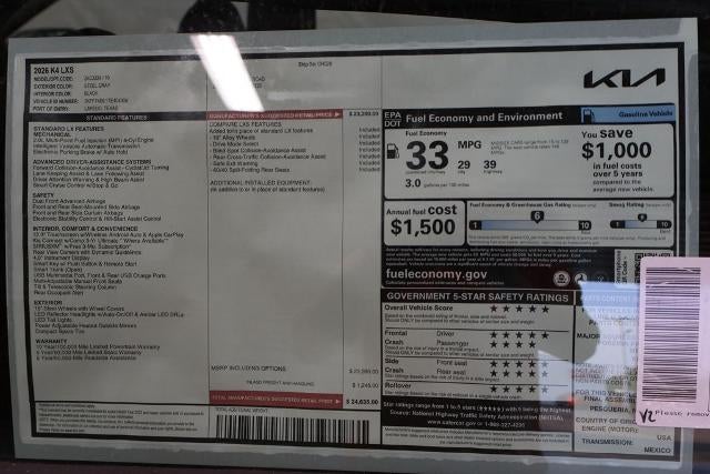 2026 Kia K4 LXS