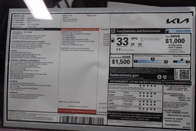 2026 Kia K4 LXS