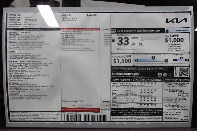 2026 Kia K4 LXS
