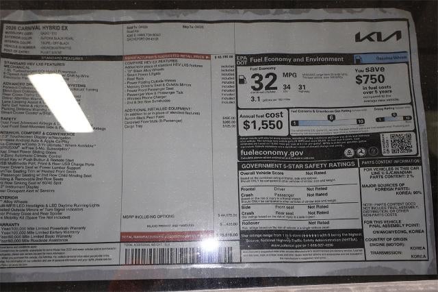 2026 Kia Carnival Hybrid EX