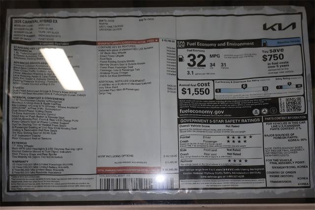 2026 Kia Carnival Hybrid EX